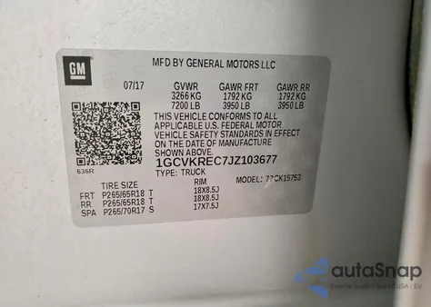 2018 Chevrolet Silverado K1500 Lt from USA, damaged, VIN 1GCVKREC7JZ103677